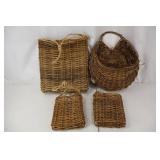 Wicker Baskets - Rectangular Tote & Heart-Shaped Market Basket & Small Baskets
