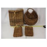 Wicker Baskets - Rectangular Tote & Heart-Shaped Market Basket & Small Baskets