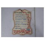 Novelty Sign - How to Live on $15 a Week (Made in Japan)