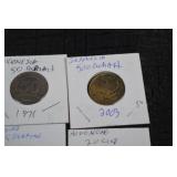 Asian Coins Lot - Thailand 1 Baht, Malaysia 10 sen & Indonesia 100 rupiah