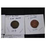 Australian 5c (1981, 1977) & UK Pennies (2p 1995; 1p 1971/2006/1981)