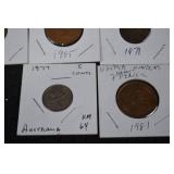 Australian 5c (1981, 1977) & UK Pennies (2p 1995; 1p 1971/2006/1981)