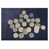 Coins - Assorted Canadian & Foreign Coins, Mixed Denominations