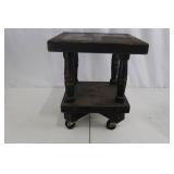Tea Cart - Wooden Two-Tier on Casters