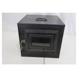 Stove Insert - Vintage Black Metal Front Glass Door - Decorative Display Piece