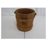 Wooden Bucket - Barrel-Style Pail with Carry Handle