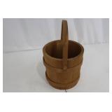 Wooden Bucket - Barrel-Style Pail with Carry Handle