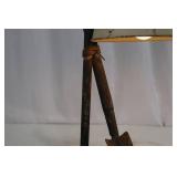 Industrial Table Lamp & Shovel Motif Base - Distressed Cream Shade