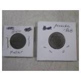 (CNTR) 2 Antique Coins - 1820 Helle...