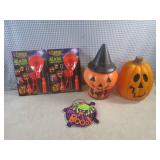 (A-1) 2 Lightup Pumpkins, 2 New Pum...