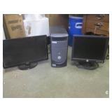 (G-1) Dell Computer Tower and 2 Mon...