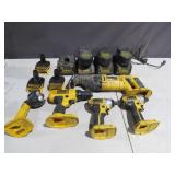 Mixed Lot of Dewalt 18v Tools with Batteries, Chargers and 20V Converter