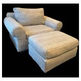 LL  - Neutral Oversized Upholstered Armchair with Ottoman