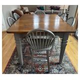 K - Sensational Dining Table with 6 Gray Windsor-Style Chairs