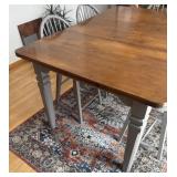 K - Sensational Dining Table with 6 Gray Windsor-Style Chairs