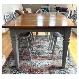 K - Sensational Dining Table with 6 Gray Windsor-Style Chairs