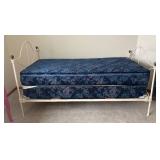 U - Antique Twin Bed with Metal Frame and Headboard