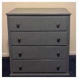 LL  - Vintage Gray Painted Wooden  4-Drawer Dresser