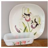 DR - Vintage Fire-King Baking Dish and Red Wing Hand Painted Platter
