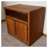 U - Petite Oak Cabinet with Storage and Open Shelf