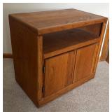 U - Petite Oak Cabinet with Storage and Open Shelf