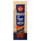 LL  - Vintage Game and Toy Collection with Carrom Board, Lincoln Logs, Baseball Glove and American Flyer Trestle Set