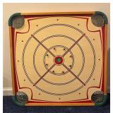 LL  - Vintage Game and Toy Collection with Carrom Board, Lincoln Logs, Baseball Glove and American Flyer Trestle Set