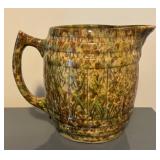 LL  - Vintage Morton Pottery Spongeware Barrel Pitcher