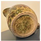 LL  - Vintage Morton Pottery Spongeware Barrel Pitcher