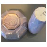 LL  - Vintage Lusterware Lavender Vase and Octagonal Bowl Set with Shimmer Finish