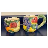 LL  - Fitz & Floyd Fruit Motif Ceramic Collection - Plate, Bowls, Mug and More
