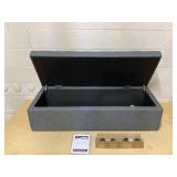 HOMCOM 51" Ottoman Storage Bench, Linen Fabric Storage Chest with Lift Top, Tufted Ottoman with Storage for Living Room, Entryway, Bedroom, Gray