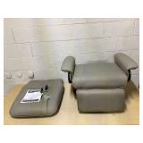 HOMCOM Faux Leather Manual Recliner, Adjustable Swivel Lounge Chair with Footrest, Armrest and Wrapped Wood Base for Living Room, Gray (Missing: 4 Screws)