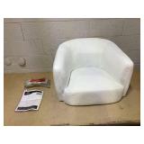 HOMCOM Accent Chair Modern Barrel Armchair with Metal Legs, Cream