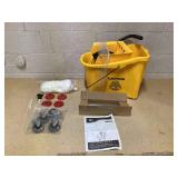 HOMCOM Mop Bucket with Wringer on Wheels for Floor Cleaning, 38 Quart Down Press Wringer with Handle, Yellow