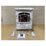 HOMCOM Fireplace Stove, Electric Fireplace Heater with Realistic LED Flames and Logs, 725W/1450W, White 16.25" x 11" x 21.5"