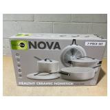 GreenPan 7PC Aluminum Gray Ceramic Cookware Black Steel