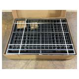 PawHut 43" Heavy Duty Dog Crate, Strong Steel Foldable Large Dog Crate with 4 Lockable Wheels, Double Doors, Openable Top and Removable Trays for Medium and Large Dogs, Black  43" x 28" x 33.75"