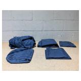 Navy Blue Striped Sheets 5pcs Full Size