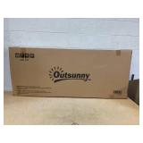 Outsunny Wood Adirondack Patio Chair Bench with Center Coffee Table, Perfect for Lounging and Relaxing Outdoors Carbonized