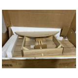 HOMCOM Folding Dining Table, Round Drop Leaf Kitchen Table for Small Spaces with Wood Legs, Oak Color (Missing Hardware)