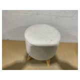 Aghana Digitals Cream White Storage Ottoman Stool: Linen Fabric Padded Seat, Multifunctional Indoor