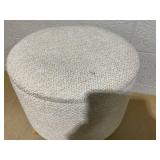 Aghana Digitals Cream White Storage Ottoman Stool: Linen Fabric Padded Seat, Multifunctional Indoor