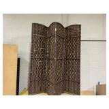 Jostyle 6ft Tall Room Divider with Hand-Woven Design, 4-Panel Folding Privacy Screen Freestanding Mocha (Minor Transit Damage)