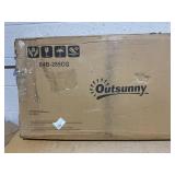 Outsunny Oversized Adirondack Chair, Outdoor Fire Pit and Porch Seating, Classic Log Lounge w/ Built-in Cupholder, Dark Gray