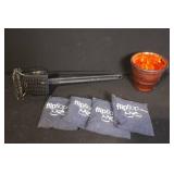 Collection of Lawn and Garden Supplies Including Hose, Mulch Film, Extension Cord, and Accessories