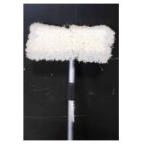 Lot of Floor Cleaning Tools with Brooms, Snow Shovels, Squeegees, and Holders