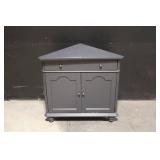 Gray Corner Cabinet with Drawer and Double Doors, 32 Inch