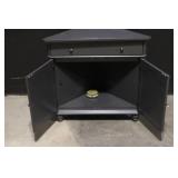 Gray Corner Cabinet with Drawer and Double Doors, 32 Inch