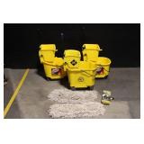 Lot of 3 Commercial Mop Buckets with Wringers and Mop Heads